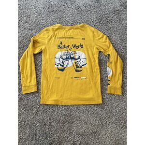Dutch Bros Coffee Tee T-Shirt A Better World Medium M Tall Yellow Long Sleeve